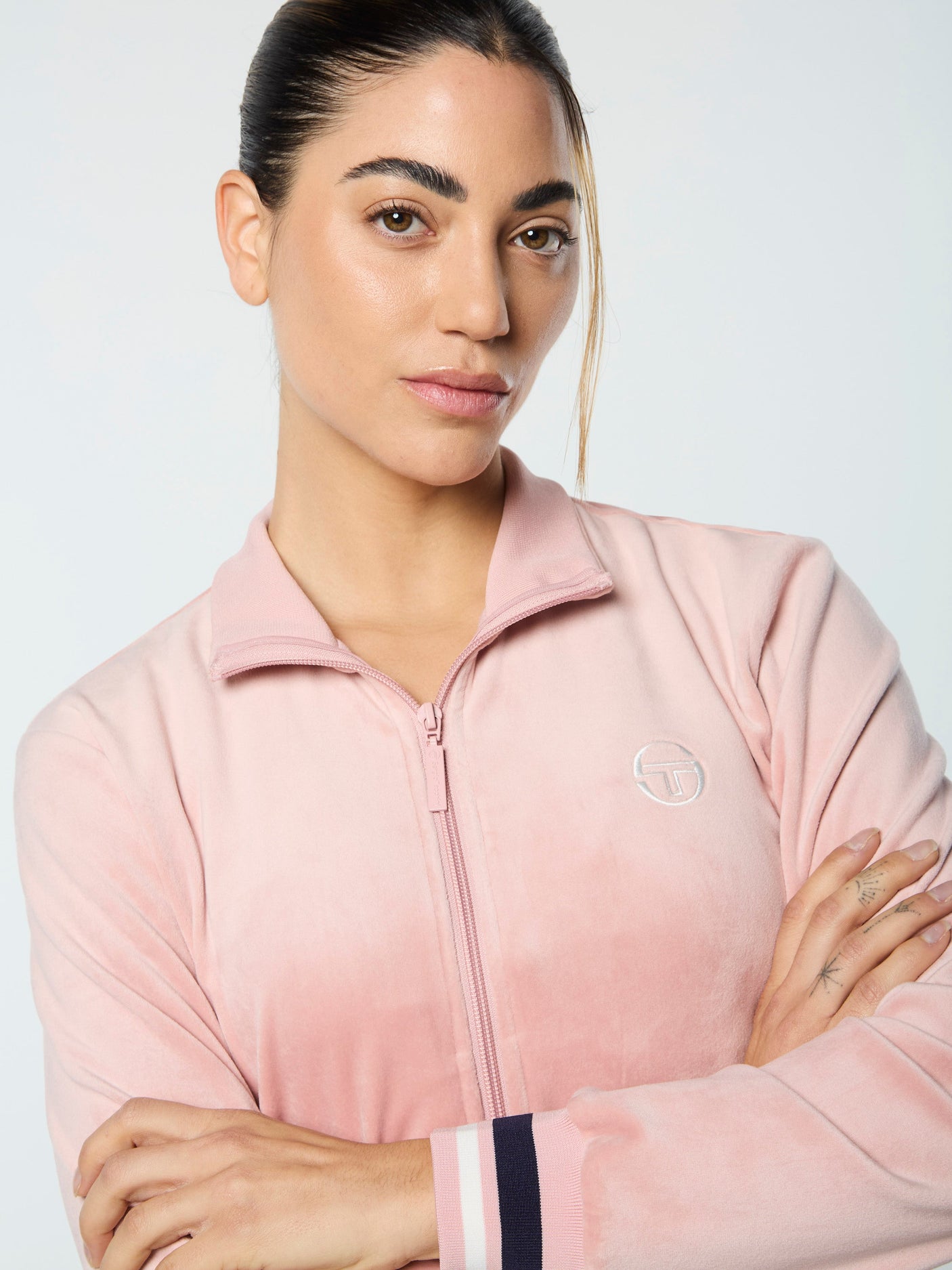 Sergio Tacchini Adele Velour Track Jacket - Pale Mauve