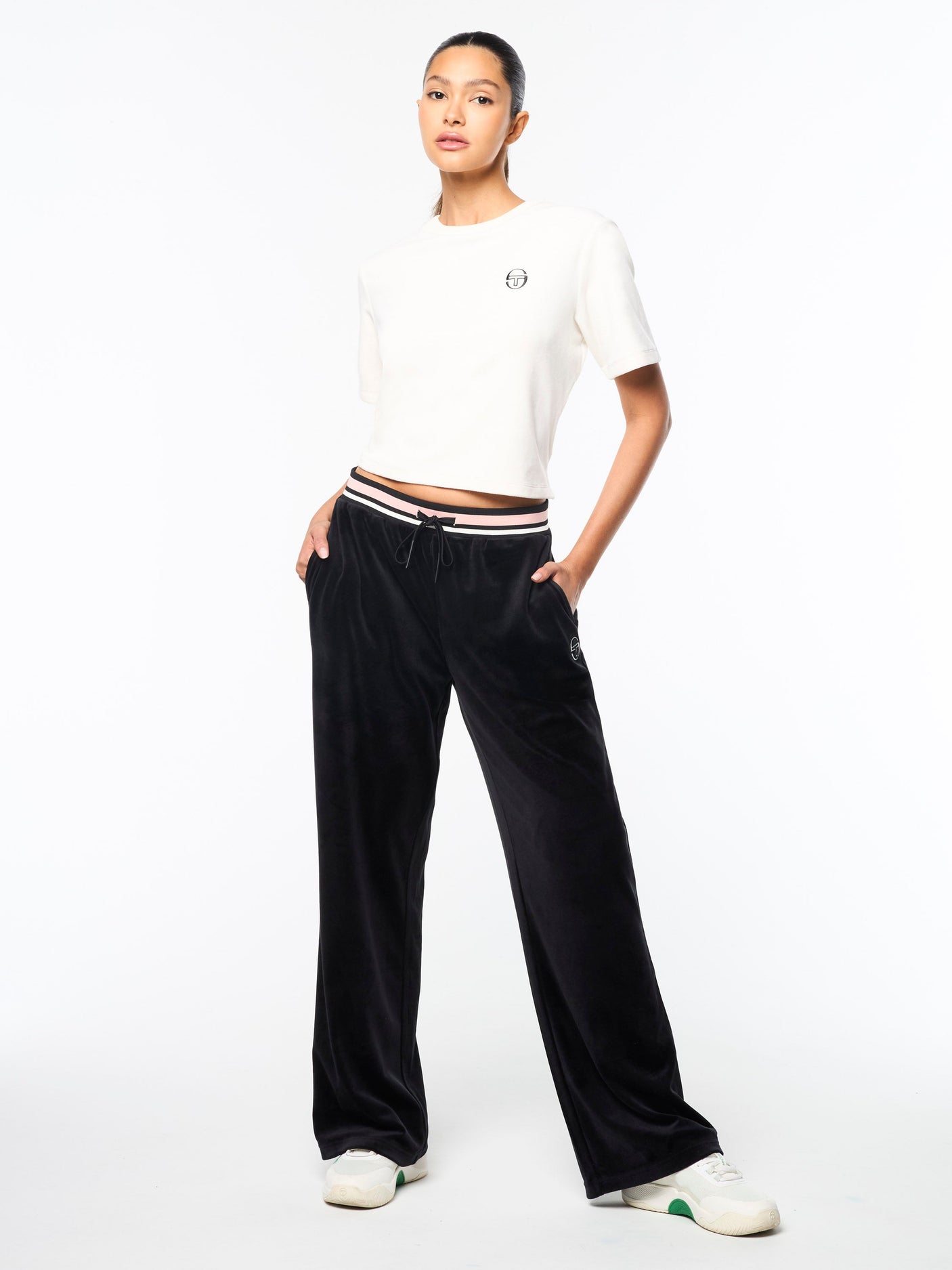 Sergio Tacchini Adele Velour Track Pant - Black Beauty