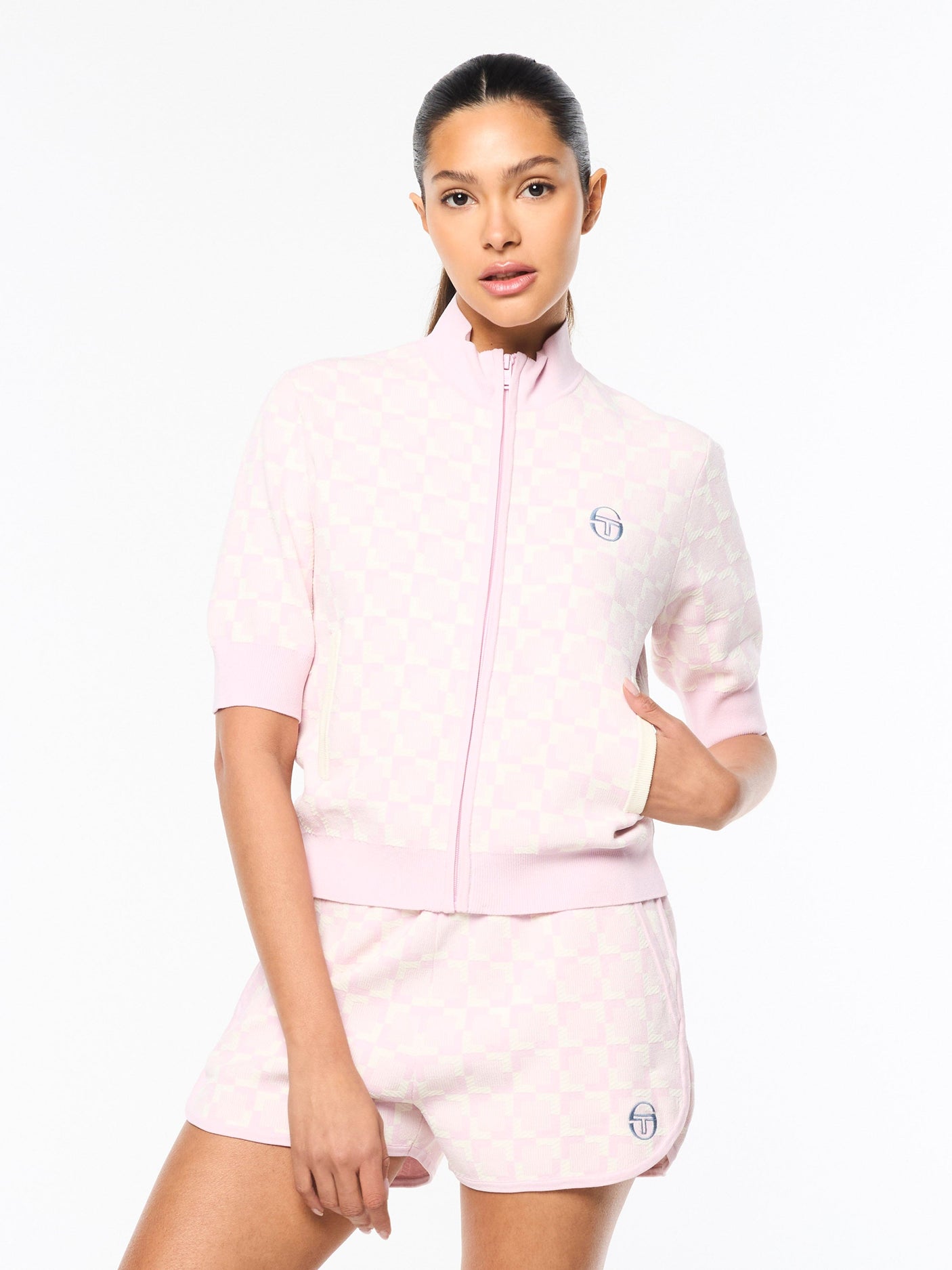 Sergio Tacchini Leila Short Sleeve Track Jacket - Pale Mauve