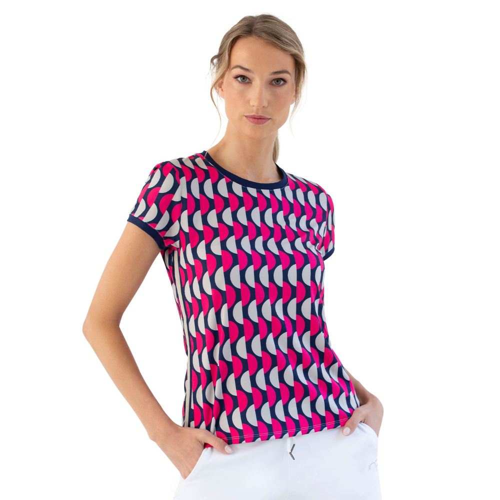 inPhorm NYC Sustainble Harper Short Sleeve Crew Neck - Geo Print