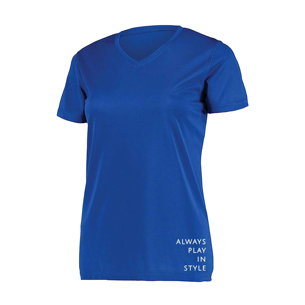 Camiseta de piqué de manga corta y cuello de pico Picckleball Bella Azul Real