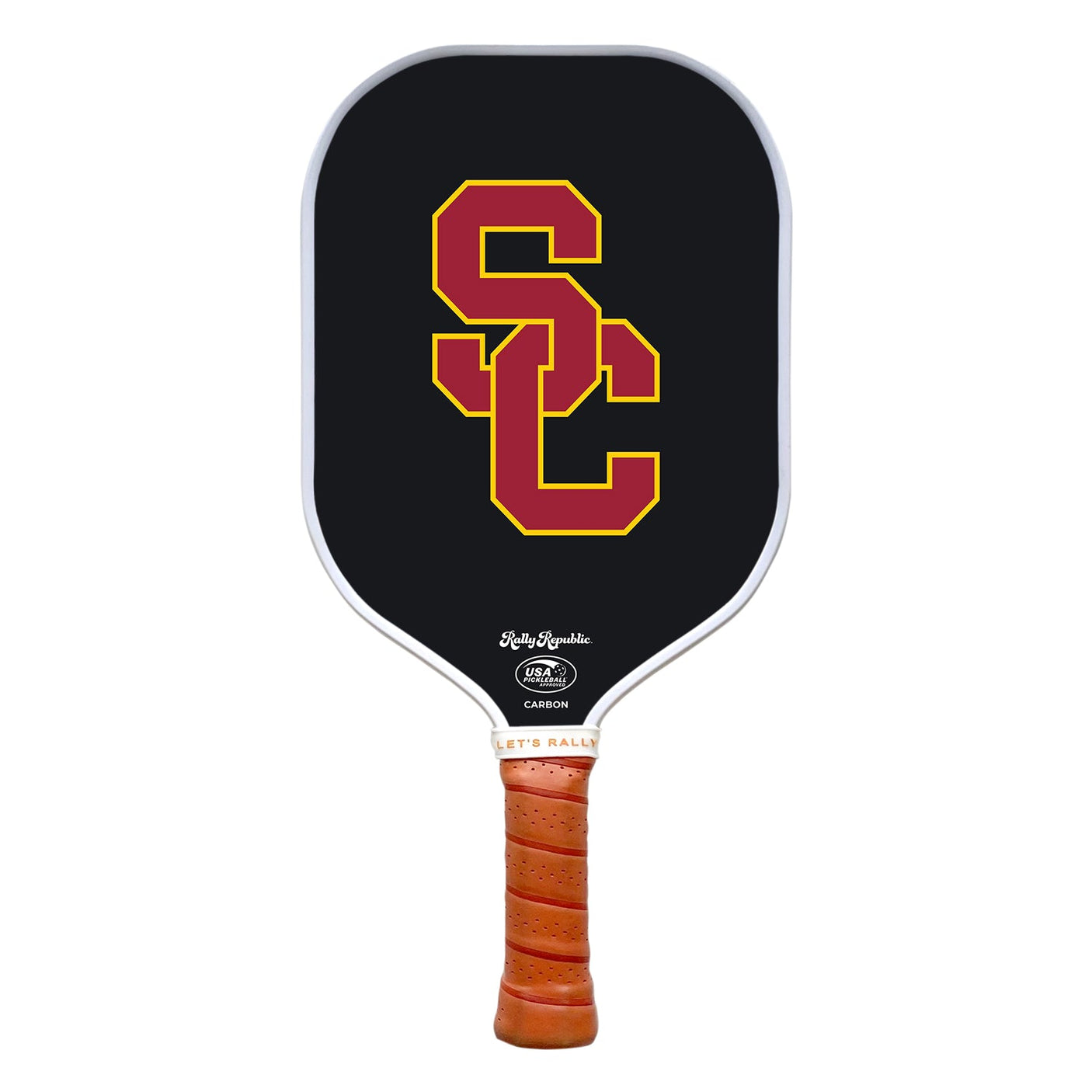 Rally Republic PIckleball Paddle - USC Trojans Black Interlocking SC Logo