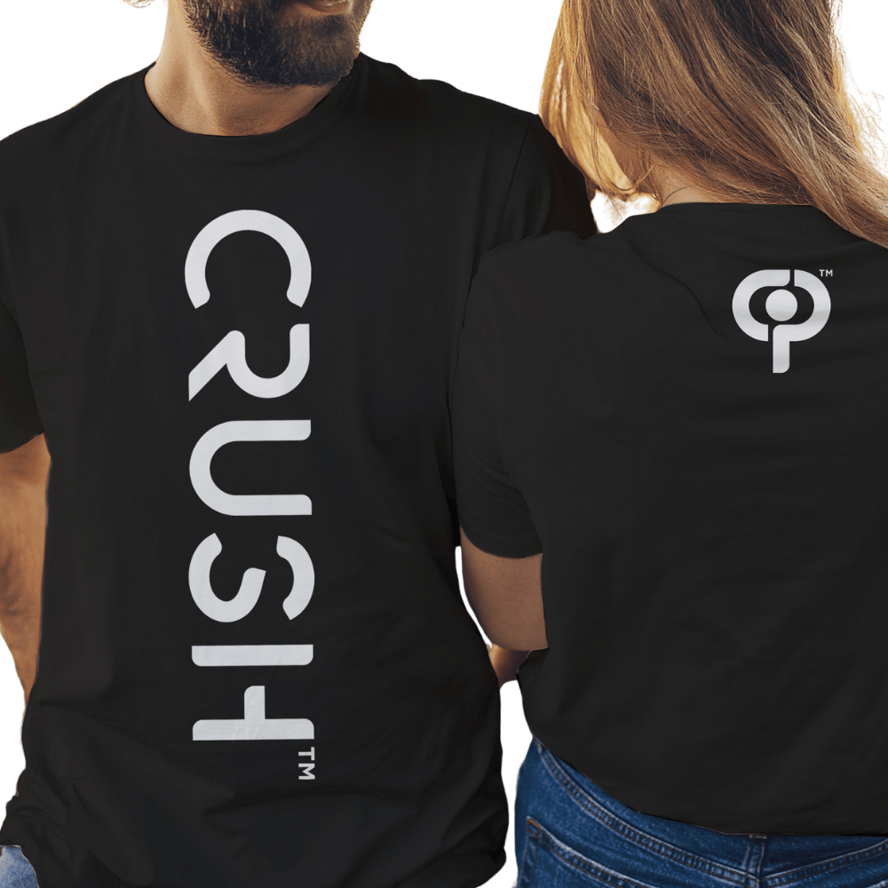 Crush Sports Unisex Logo Black Short Sleeved T-Shirt