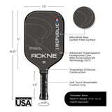 Rokne Pickleball Paddle Republic 3.16 - Raw Carbon Fiber