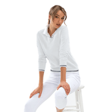inPhorm NYC Classic V Neck Sweater - White/Midnight