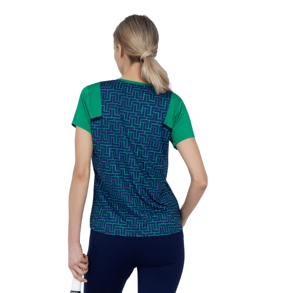 inPhorm NYC Colorblock Active Sofia Short Sleeve Crew Neck - Ink Tessel/Ivy