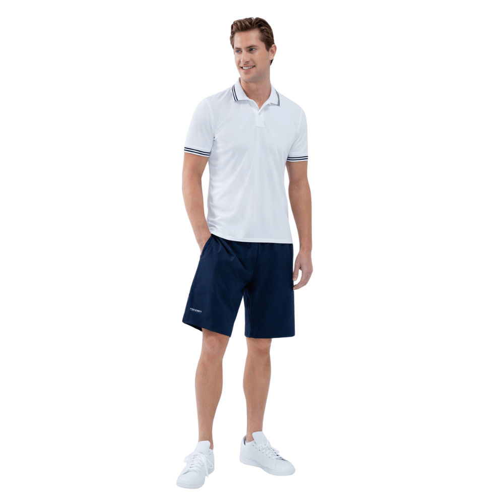 inPhorm NYC Performance Men's Classic Tennis Rib Collar Polo - White/Midnight