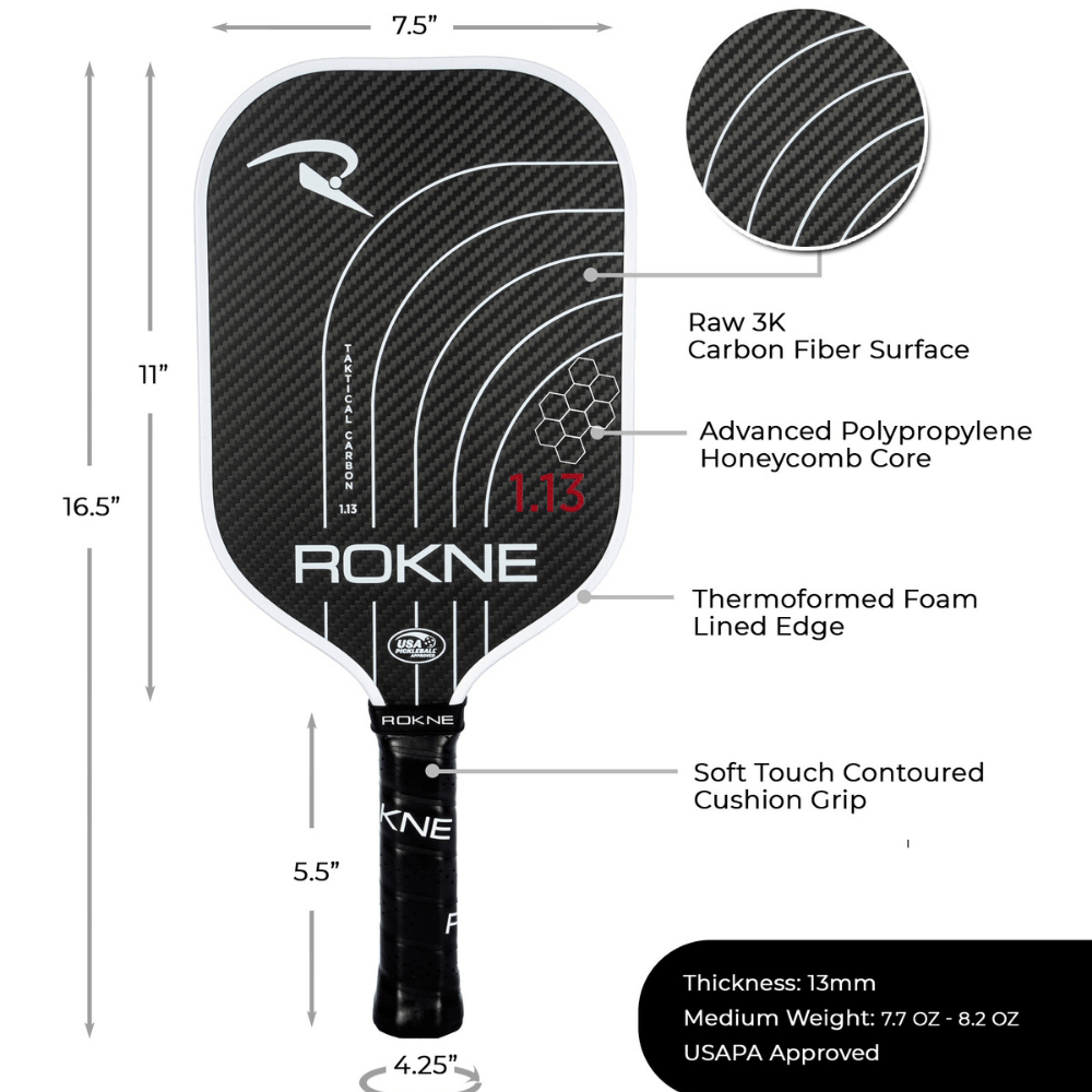 Rokne Pickleball Paddle Taktical Carbon 1.13