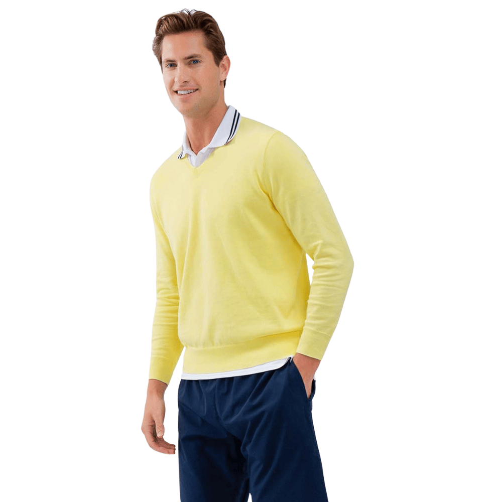 inPhorm NYC Classic V Neck Sweater - Lemonade