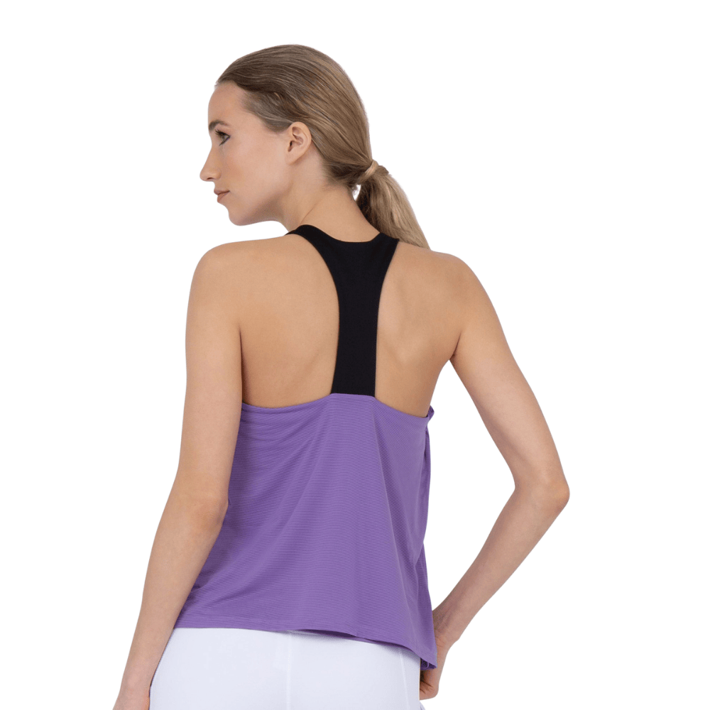 inPhorm NYC Double-Layered "T" Racer Back Camila Tank - Lavender/Black