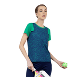 inPhorm NYC Colorblock Active Sofia Short Sleeve Crew Neck - Ink Tessel/Ivy