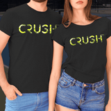 Crush Sports Unisex Camo Lime Green Logo Black Short Sleeved T-Shirt