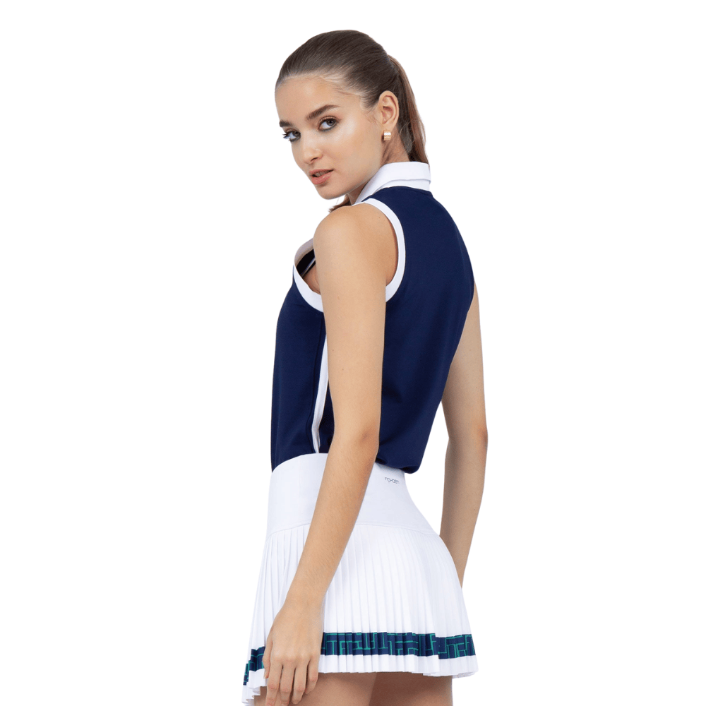 inPhorm NYC Alexa Performance Sleeveless Polo - Ink/White