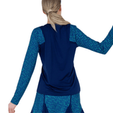 inPhorm NYC Colorblock Active Sofia Long Sleeve Crew Neck - Ink/Ink Tessel
