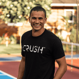 Crush Sports Unisex Camo Grey Logo Black Short Sleeved T-Shirt