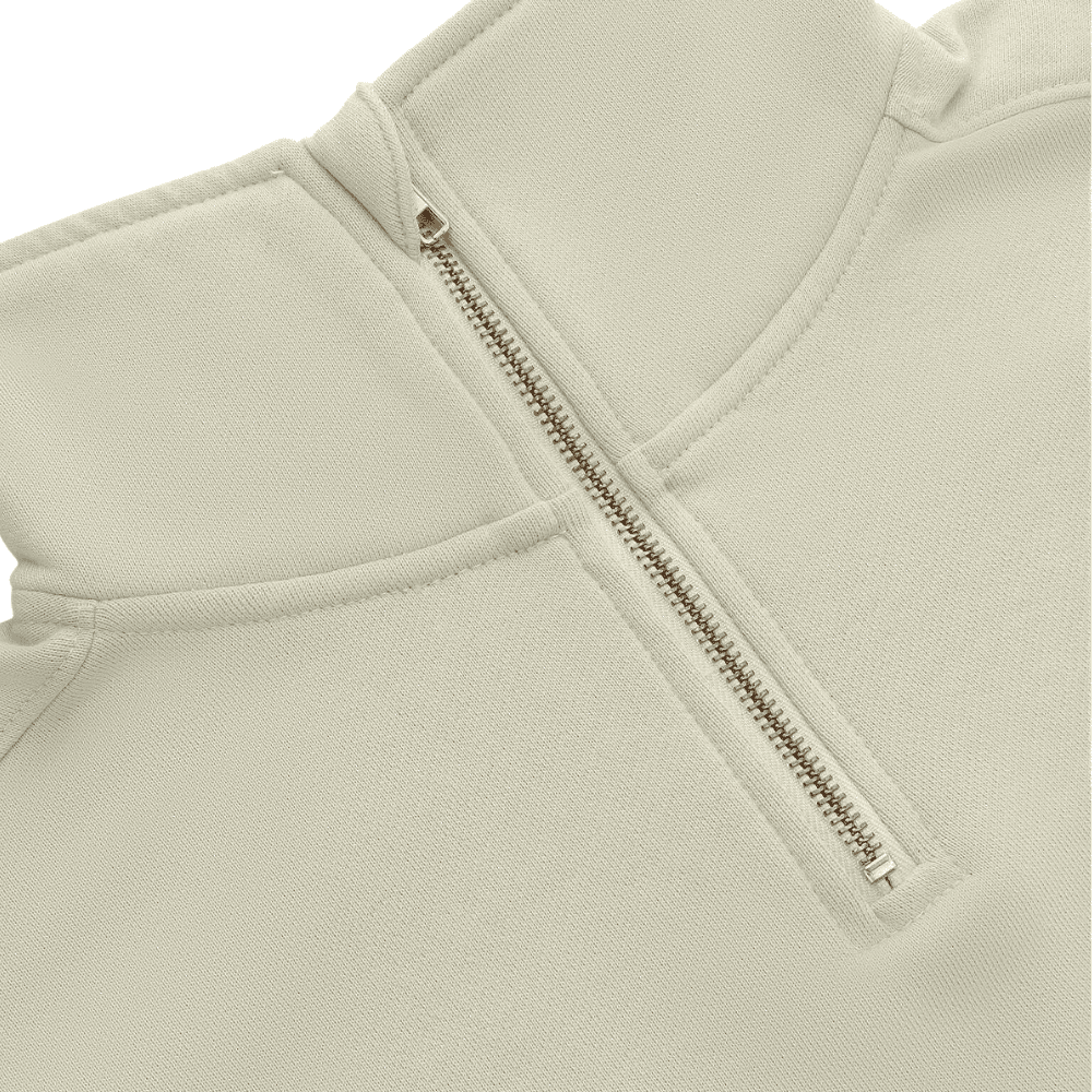 Osaka Women Cropped Half Zip Sweater | Warm Grey