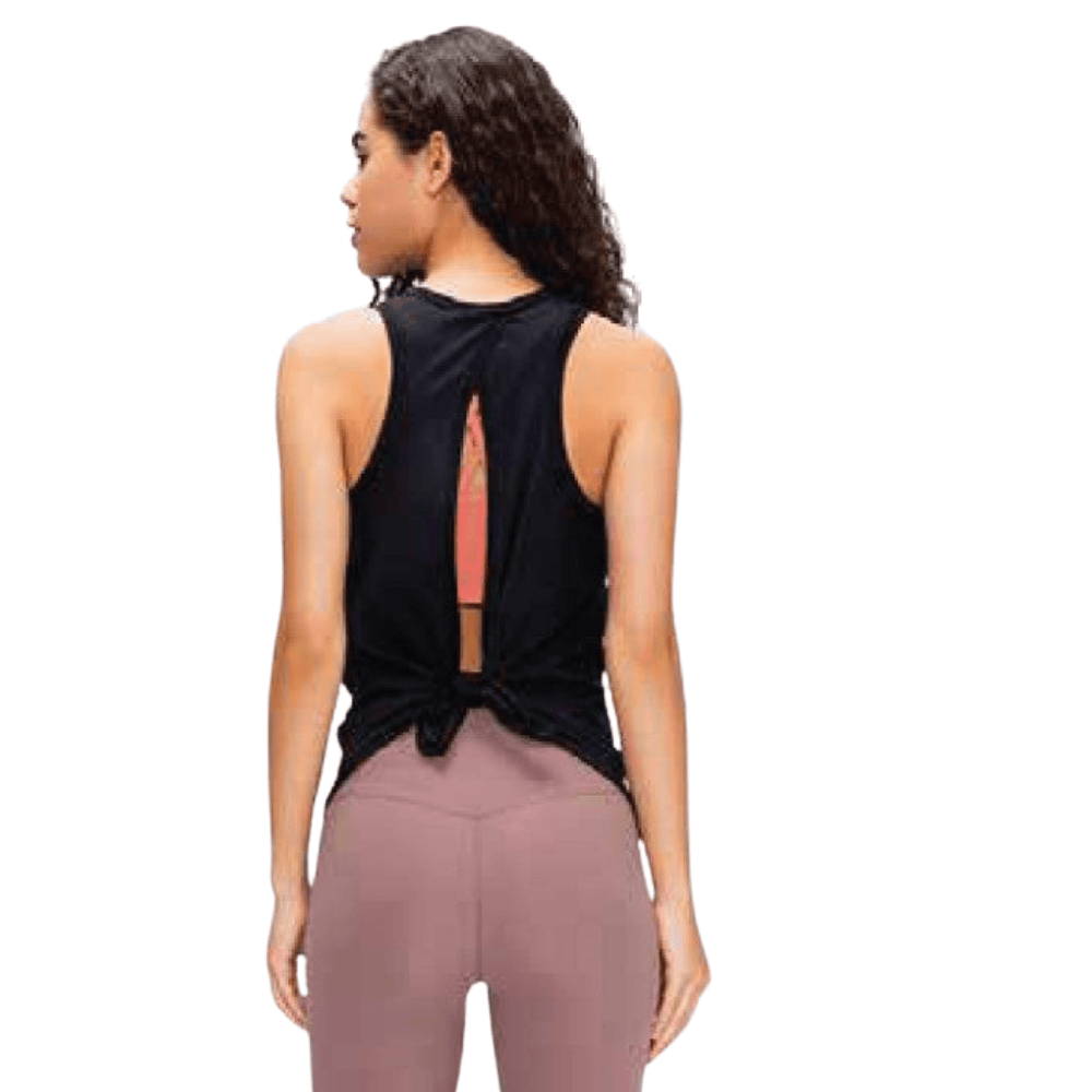 Crush Sports Women Black Tie Back Tank Top