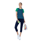 inPhorm NYC Colorblock Active Sofia Short Sleeve Crew Neck - Ink Tessel/Ivy
