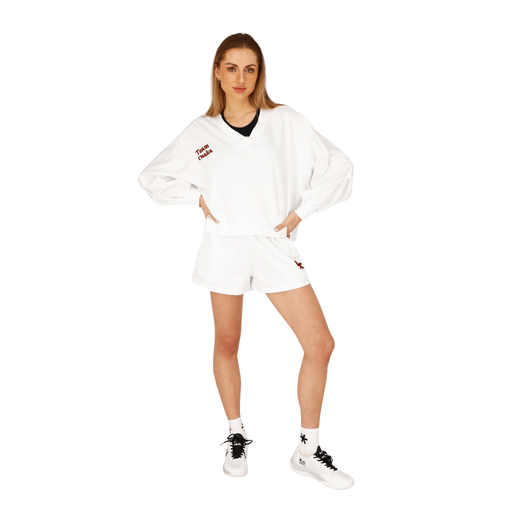 Osaka Women V Neck Cropped Sweater | White
