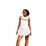 Crush Sports Women Black Logo White Crop Tank Top