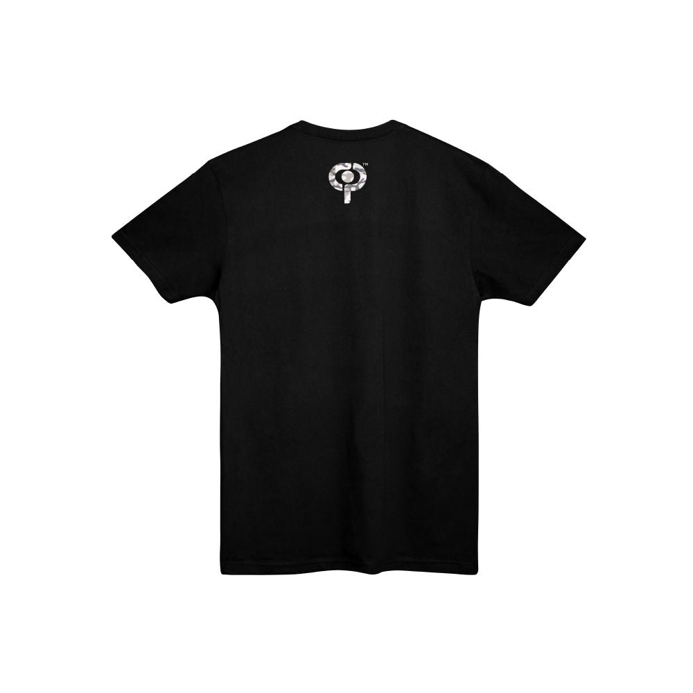 Crush Sports Unisex Camo Grey Logo Black Short Sleeved T-Shirt