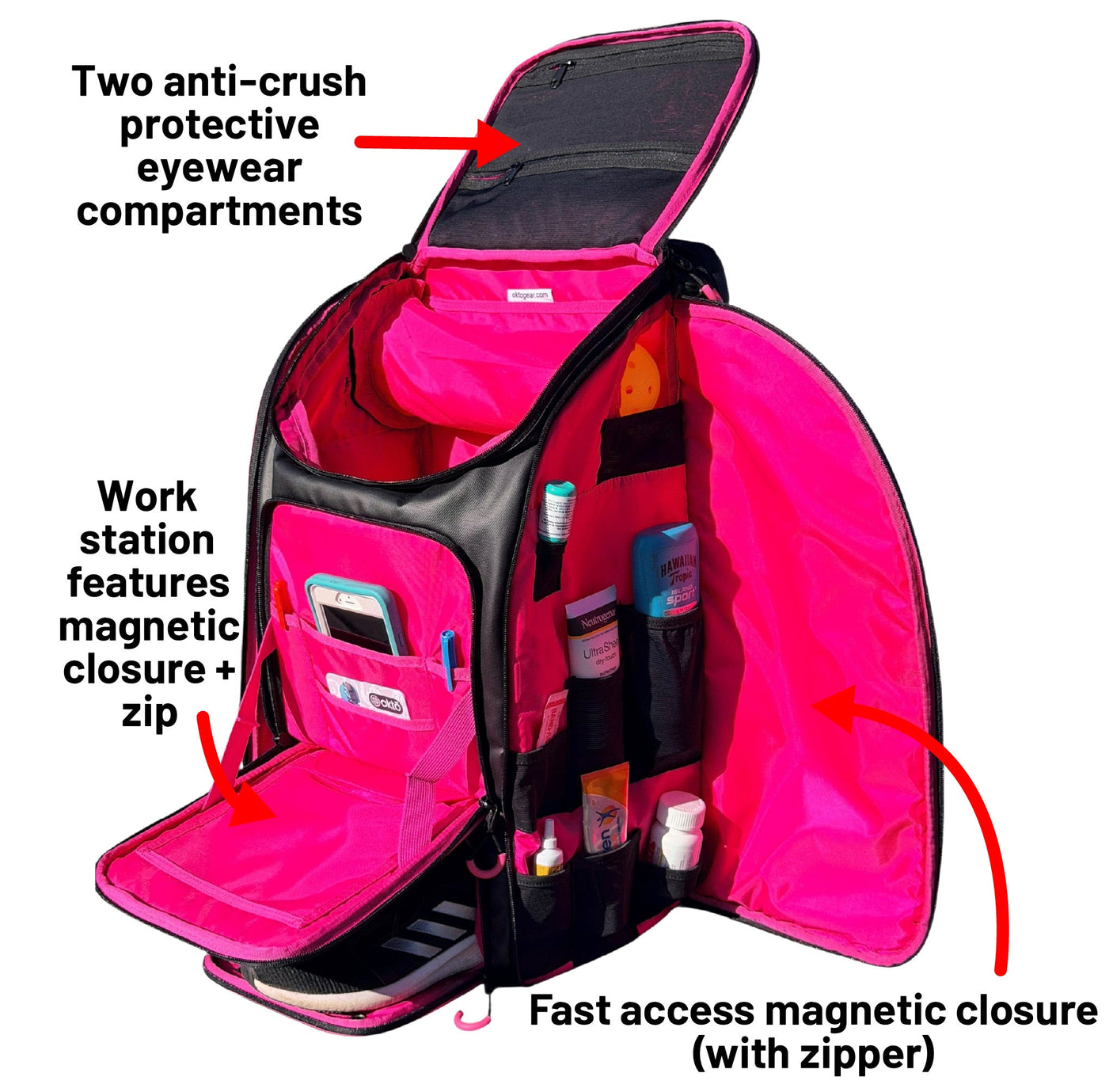 Oktō Pro Elite Paddle Sports Backpack | Black & Pink