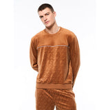 Sergio Tacchini Bandiera Debossed Velour Crewneck | Almendra Azucarada