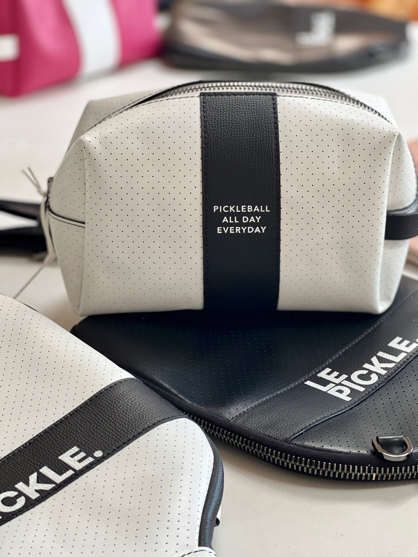 Fenix Sportier “The Addict” Leather Pickleball Bag - Black/Gunmetal