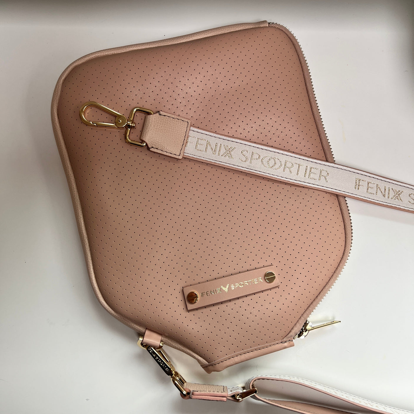 Fenix Sportier “The Addict” Leather Pickleball Bag - Blush/Gold