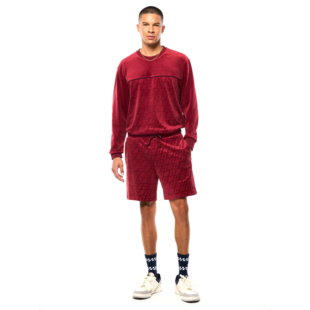 Sergio Tacchini Bandiera Pantalones Cortos de Velour Repujado | Ruibarbo