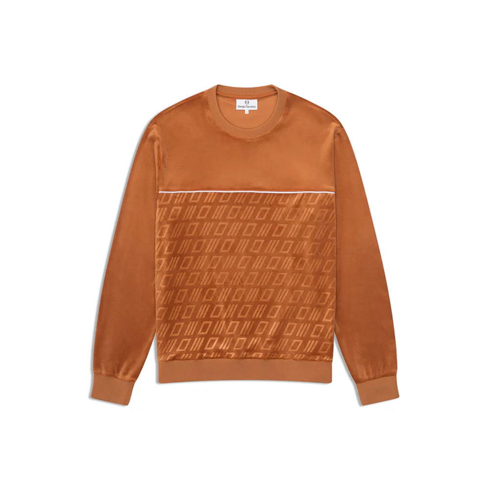 Sergio Tacchini Bandiera Debossed Velour Crewneck | Almendra Azucarada