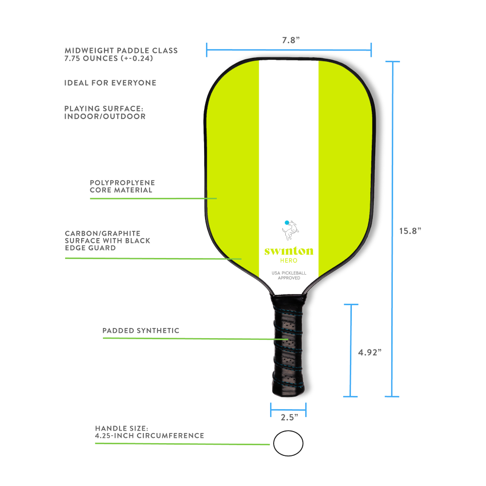 Pala de pickleball Swinton Pickleball Hero Green Stripe