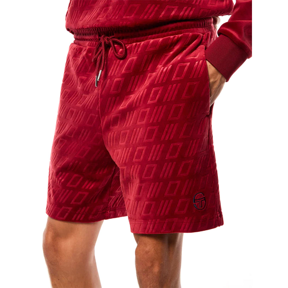Sergio Tacchini Bandiera Pantalones Cortos de Velour Repujado | Ruibarbo