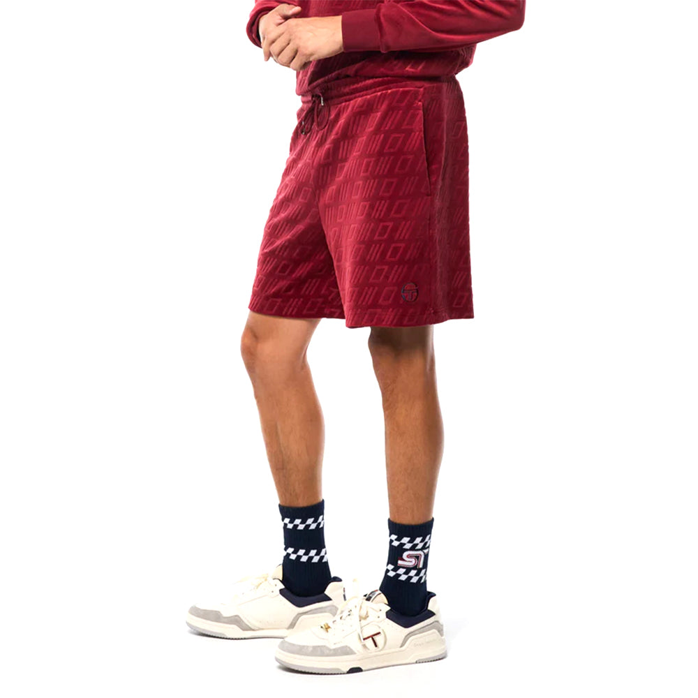 Sergio Tacchini Bandiera Pantalones Cortos de Velour Repujado | Ruibarbo