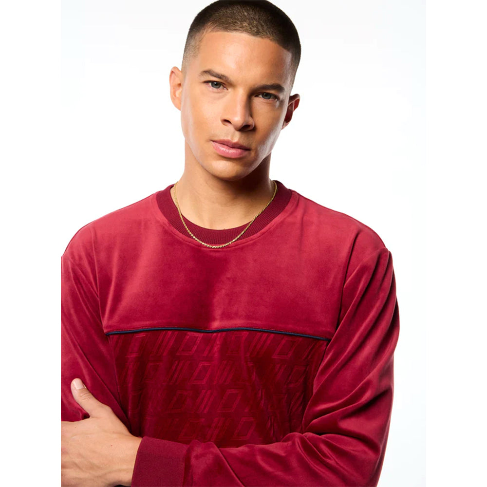 Sergio Tacchini Bandiera Debossed Velour Crewneck | Rhubarb