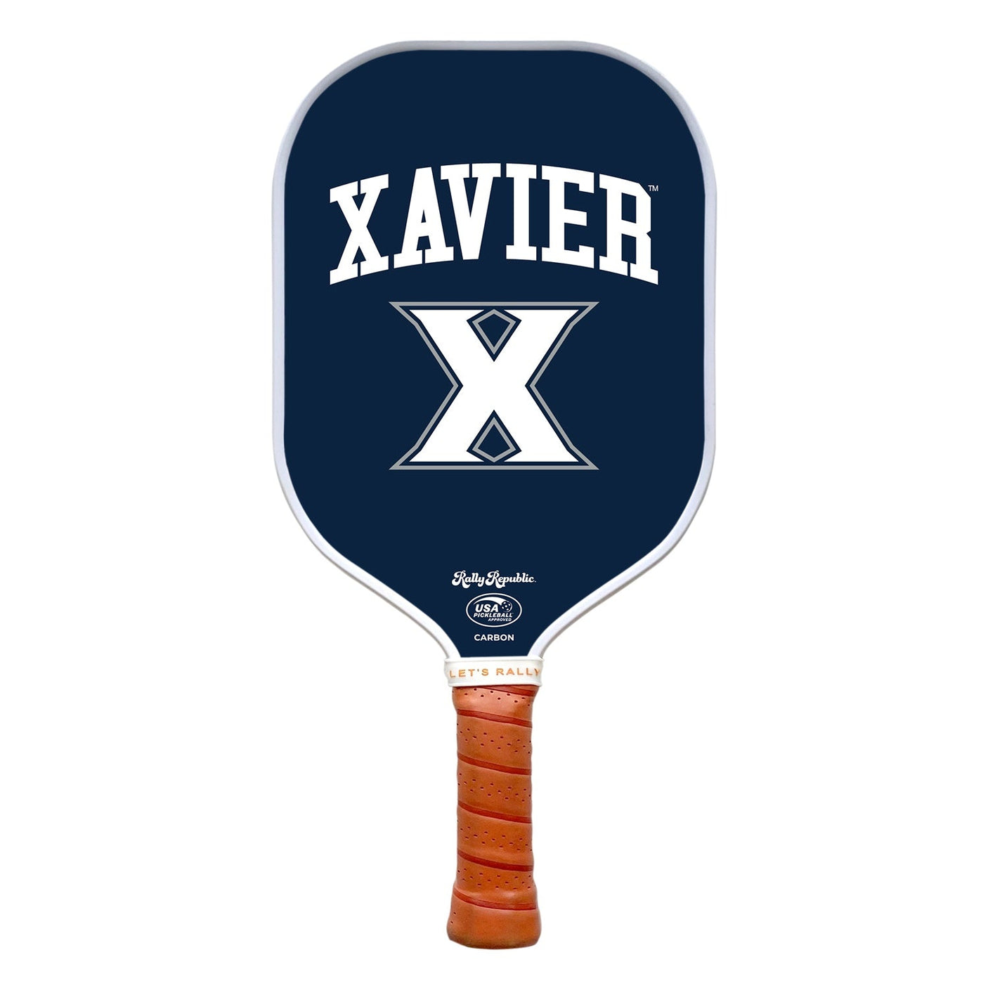 Rally Republic PIckleball Paddle - Xavier Musketeers Xavier Blue Primary Logo