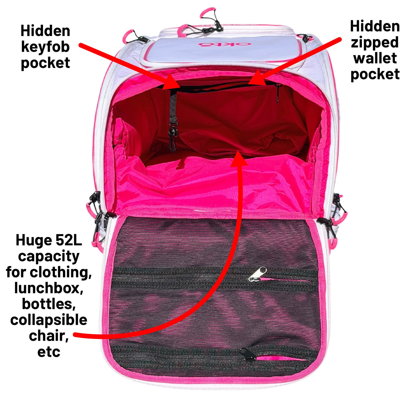 Oktō Pro Elite Paddle Sports Backpack | White & Pink