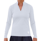 Picckleball Bella Camiseta de manga larga con cremallera de 1/4, blanco clásico