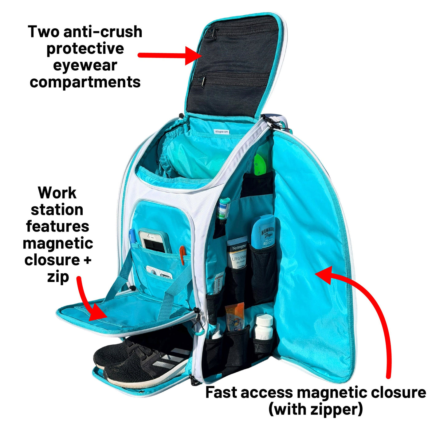 Mochila Oktō Pro Elite para deportes de remo | Blanco y cerceta